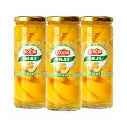 欢乐家 黄桃罐头460g*3瓶 新鲜黄桃果肉糖水果罐头正品整箱批发