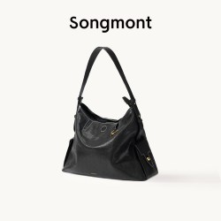 崧 李娜同款Songmont山下有松循迹系列hobo包植鞣牛皮单肩斜挎软包