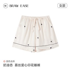 be 睡裤女短裤夏季冰丝家居裤夏可外穿夏天条纹女士睡衣裤丝绸居家裤