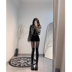 米芙莲 方糖过膝高筒靴女2026秋冬新款弹力瘦瘦靴厚底皮靴长筒骑士靴长靴