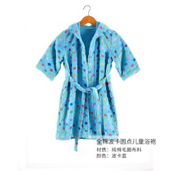 AILANDI 纯棉圆点儿童浴袍全棉毛巾布料宝宝洗澡游泳带帽浴衣秋冬
