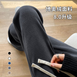 窄版加绒加厚阔腿裤女装春季新款爆款显瘦小个子洋气百搭直筒裤子