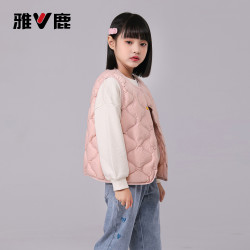 雅鹿童装 雅鹿儿童羽绒内胆羽绒服马甲背心轻薄秋冬马夹保暖短款外穿