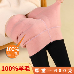 羊毛绒裤女冬季加绒加厚600g打底裤特厚女士踩脚保暖裤棉裤子