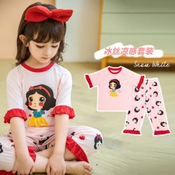 女童莫代尔公主睡衣春夏季薄款2026新款空调服宝宝短袖家居服套装