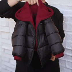 韩版新款儿童棉服男女童棉袄针织卫衣连帽棉衣双面穿棉袄