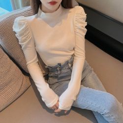 加厚半高领德绒打底衫女士秋冬纯色时髦洋气保暖内搭长袖显瘦上衣