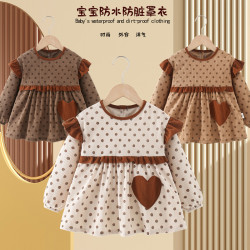 曦童 宝宝吃饭围兜婴儿罩衣长袖防脏1-3岁反穿衣护衣儿童围裙防水洋气