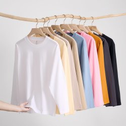 长袖T恤出口高品质重磅纯棉男女同款
