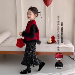 女童拜年服2026新款冬装新中式红色新年衣服公主裙套装儿童过年服