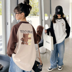 女童打底衫春秋2026新春装洋气插肩袖上衣女大童网红长袖T恤潮t