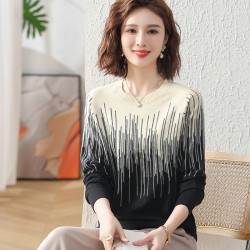 中年妈妈秋装打底衫气质中年针织毛衣中老年女装春秋长袖上衣洋气