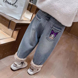 儿童加绒加厚牛仔裤2025新款冬季新款一体保暖裤子女童小童休闲潮