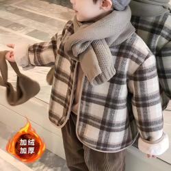 一件过冬儿童加绒外套新款毛呢冬季外穿衣男女童休闲百搭加厚棉衣