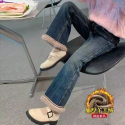 女童秋冬装牛仔裤2025新款儿童洋气女孩中大童加厚保暖裤一条过冬