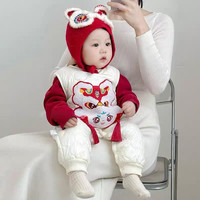 2026新款宝宝背带裤套装秋冬季婴儿加绒加厚连体衣儿童冬季两件套