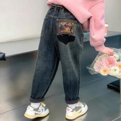 儿童秋冬大码童装女童洋气加绒中大童休闲宽松加厚韩版冬季长裤