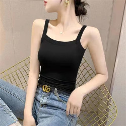 女款黑色夏季吊带美背背心内搭打底衫白色无袖t恤上衣