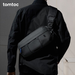 tomtoc 机能斜挎包男士包单肩包休闲防泼水挎包T26可收纳iPad/Switch 曜石黑 5.5L
