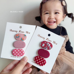 黄小妞 韩版ins碎花刺绣椭圆小女孩BB夹侧边刘海夹女童宝宝发饰