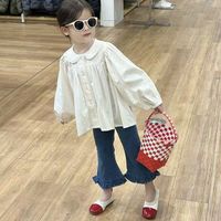 （清货）简约女童花边衬衫2026秋季新款小翻领森系宽松宝宝百搭上衣