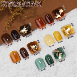 玳瑁琥珀美甲胶 新款秋冬棕色焦糖色冰透琉璃日式罐装甲油胶