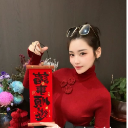 柔姝 2026韩系时尚新款高领长袖打底衫立体花朵针织衫修身女上衣H5-25