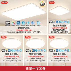 雷士 LED全光谱护眼吸顶灯智能小白灯简约客厅灯具套餐 白雪160瓦四室一厅