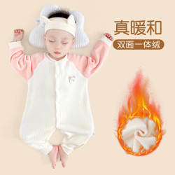 长袖婴儿连体衣秋冬加绒加厚可爱宝宝冬季爬服新生幼儿秋哈衣
