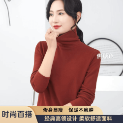 秋冬高领打底时尚百搭长袖洋气修身内搭打底衫堆堆领