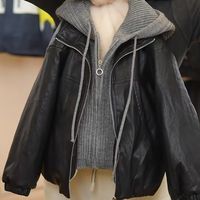 男童加绒皮衣外套秋冬款新款洋气中大童冬季加绒加厚儿童连帽冬装