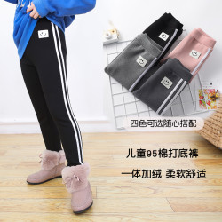 女童打底裤冬新款中小童加绒加厚中腰一体绒长裤儿童打底裤童装