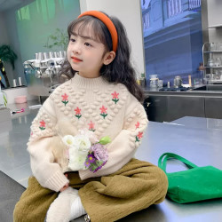 醉墨华夏坊 女童毛衣打底新款秋冬装儿童装套头内搭针织衫洋气宝宝毛衣女童