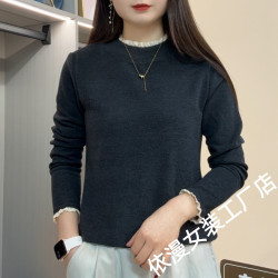 新款加厚双面绒打底衫圆领长袖时尚百搭显瘦宽松内搭遮肉洋气上衣