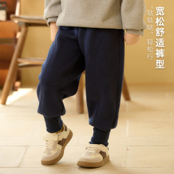 棉花堂 秋季新款儿童针织绒长裤男孩女孩洋气休闲裤子加绒F242189