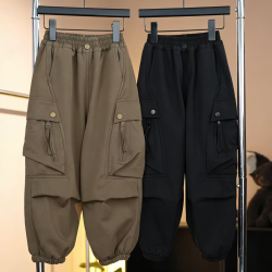 男童裤子冬季一体奥利绒潮酷韩系加厚宽松拉链百搭潮纯棉工装裤潮