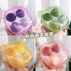 超软小熊美妆蛋组合服帖化妆粉扑干湿两用不吃粉细腻超软粉扑盒装