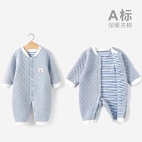 宜爽儿 婴儿纯棉秋冬季连体衣夹棉衣服保暖款睡衣新生儿哈衣爬服长袖