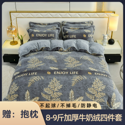 高克重牛奶绒四件套加厚加绒床品套件加绒秋冬防寒双面绒