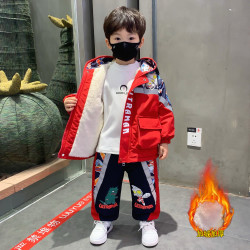 奥特曼衣服男童加绒套装棉服26新款痞帅儿童棉衣男孩加厚冬装外套