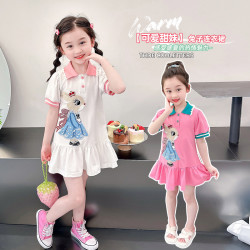 （珠地棉）夏季女童Polo连衣裙小女孩学院风洋气裙子