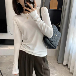 长袖T恤女2026春秋新款白色打底衫纯色洋气内搭显瘦上衣小衫女装