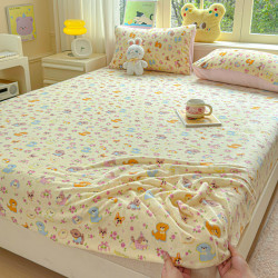 秋冬新款牛奶绒床笠单件加厚加绒保暖防滑床单宿舍床罩床垫保护套