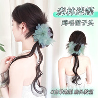 丸子头假发发圈女抓夹龙须花苞头自然蓬松懒人盘发神器