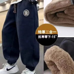 冬季新款抗寒-20度900克仿兔毛绒一条过冬男女童棉裤