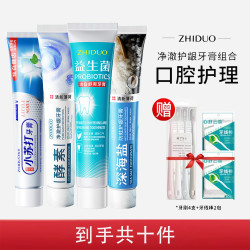 致朵 牙膏亮白清新牙齿益生菌护龈清洁牙刷家庭10件套清洁