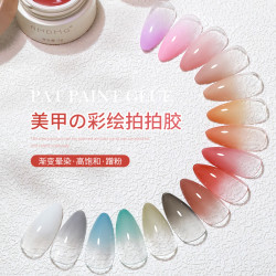 AMDMG 点点甲油胶新款蓝色渐变红色指甲油美甲拍拍胶裸色黑色