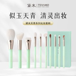 Texamo 扇形10支化妆刷套装柔软动物毛散粉眼影刷柔软刷全套