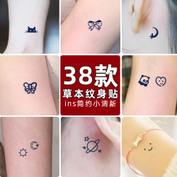 她画贴纸小型图案草本纹身贴防水女持久逼真手指手腕小清新不掉色