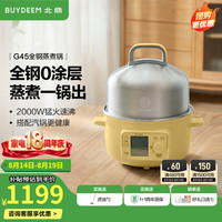 北鼎 煮蛋器电煮锅 家用不锈钢大容量多功能锅一锅多用蒸锅 单层G45小鹅黄